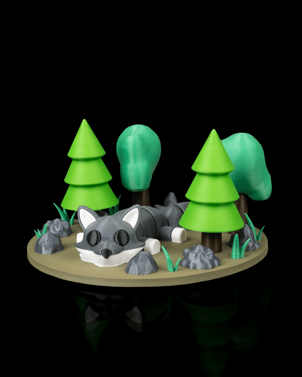 3D Printed Wolf Rest — Statuette / Keychain
